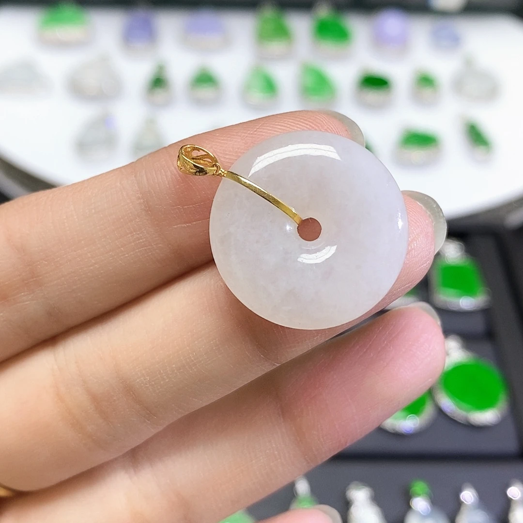 翡翠18K金镶嵌吊坠(不含链)