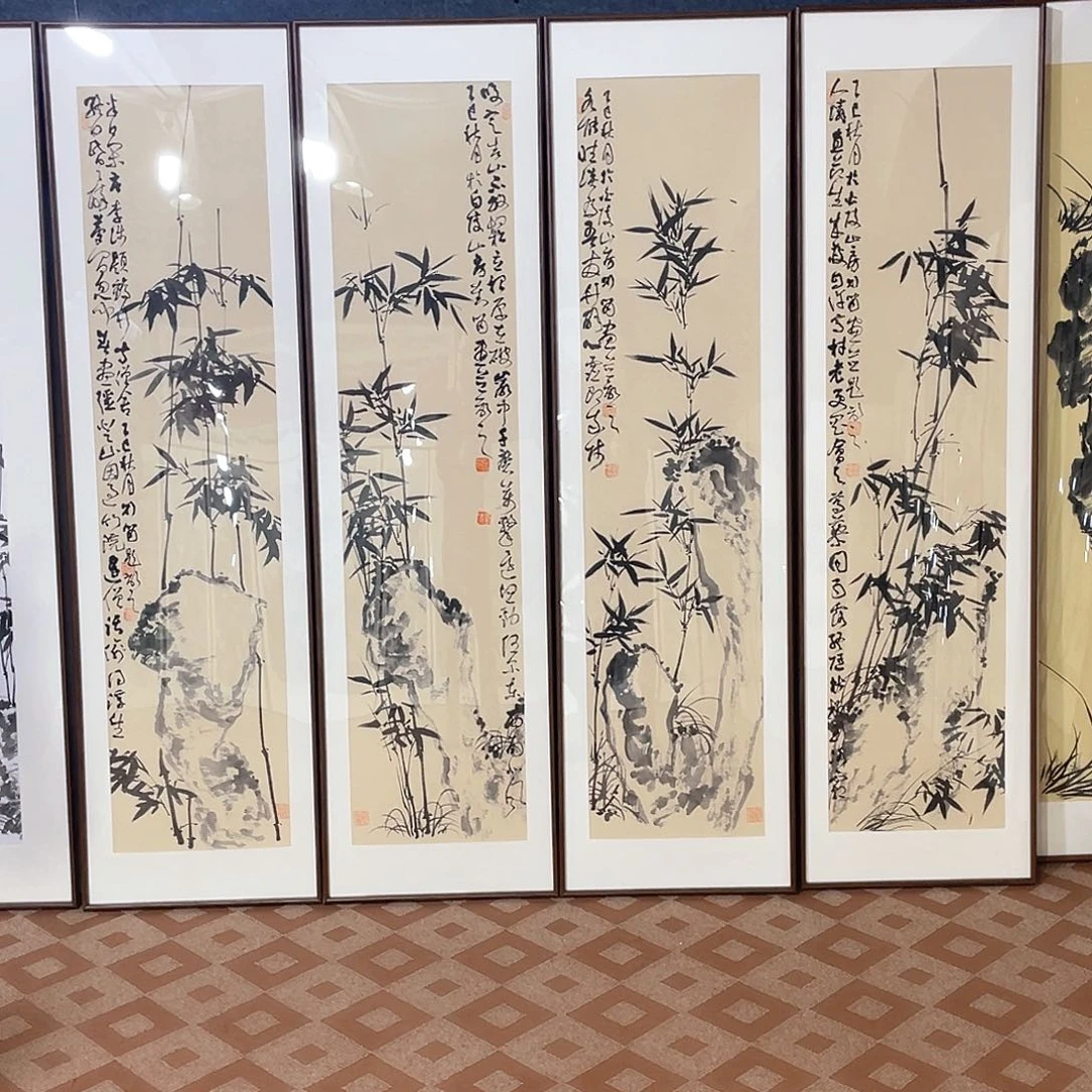 国画手绘画作品带框45/160四副