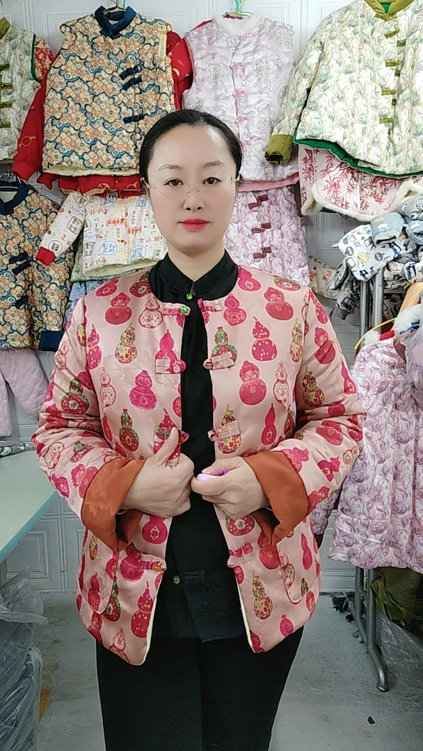 常规款女棉服棉衣两面印花冬季女士女装花色外套国风上衣