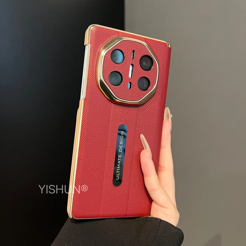 适用华为matex6手机壳折叠屏新款镜头真皮全包双中轴内置磁吸mate