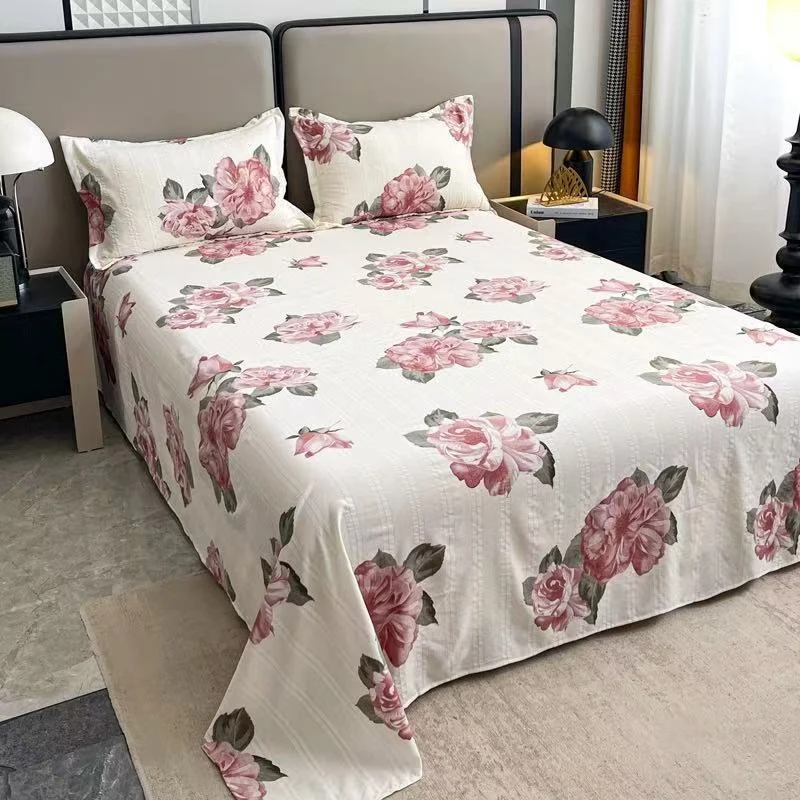 [国色牡丹]-云纱棉床单新款四季通用