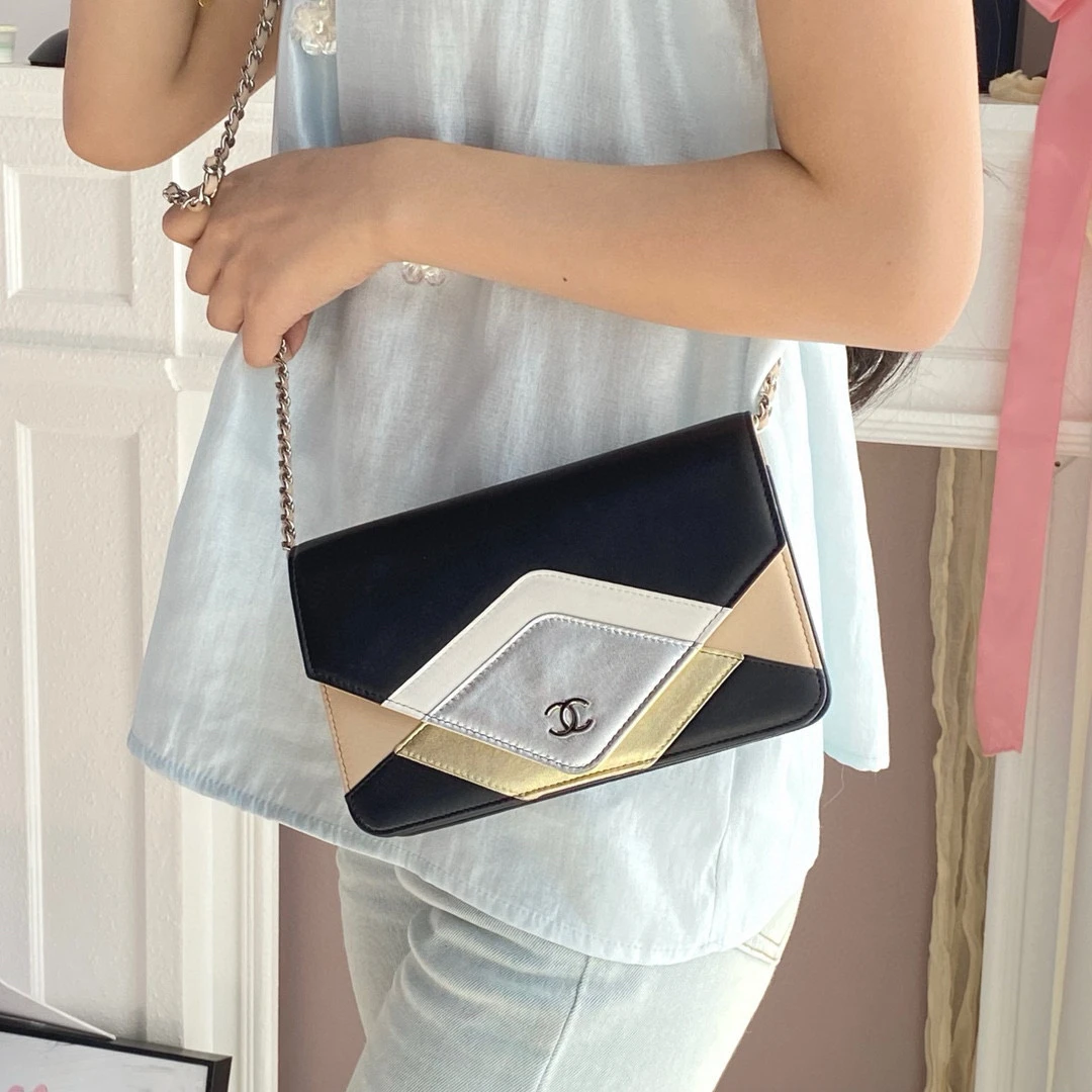 95新 Chanel/香奈儿 chanel三拼woc链条斜挎包