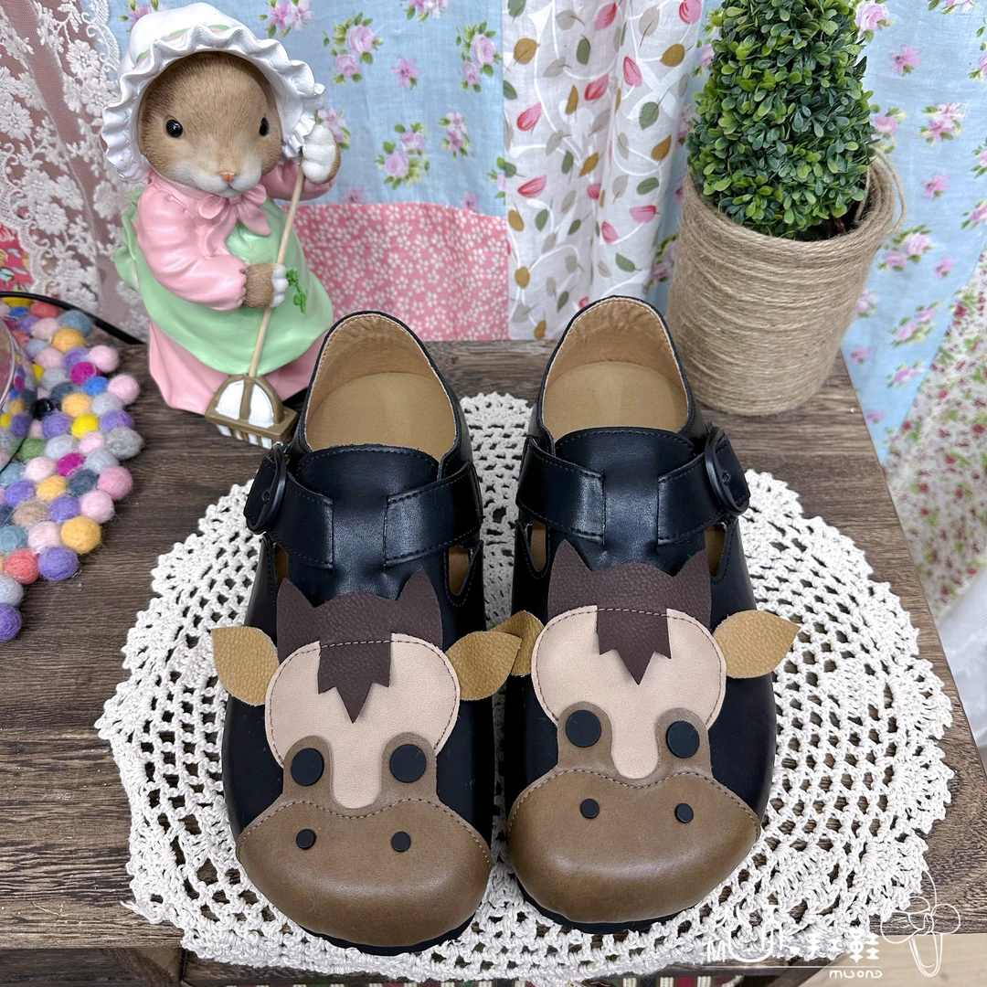 手工鞋日系小众原创可爱大牛包头勃肯鞋超舒适软底卡通森系懒人