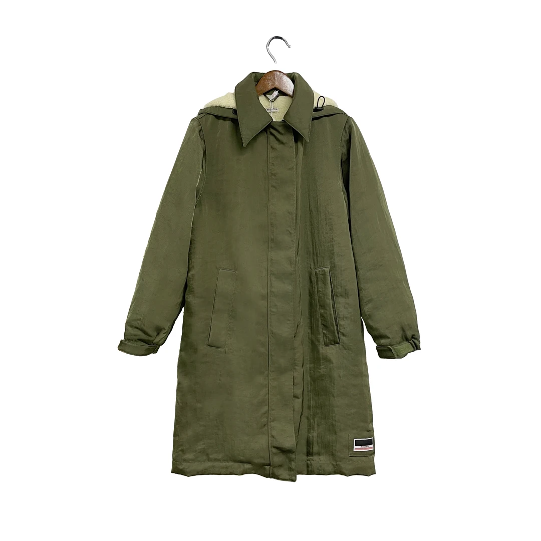99新 MIU MIU/缪缪 青奢荟/36码/时尚百搭绿色长款棉服外套/66461