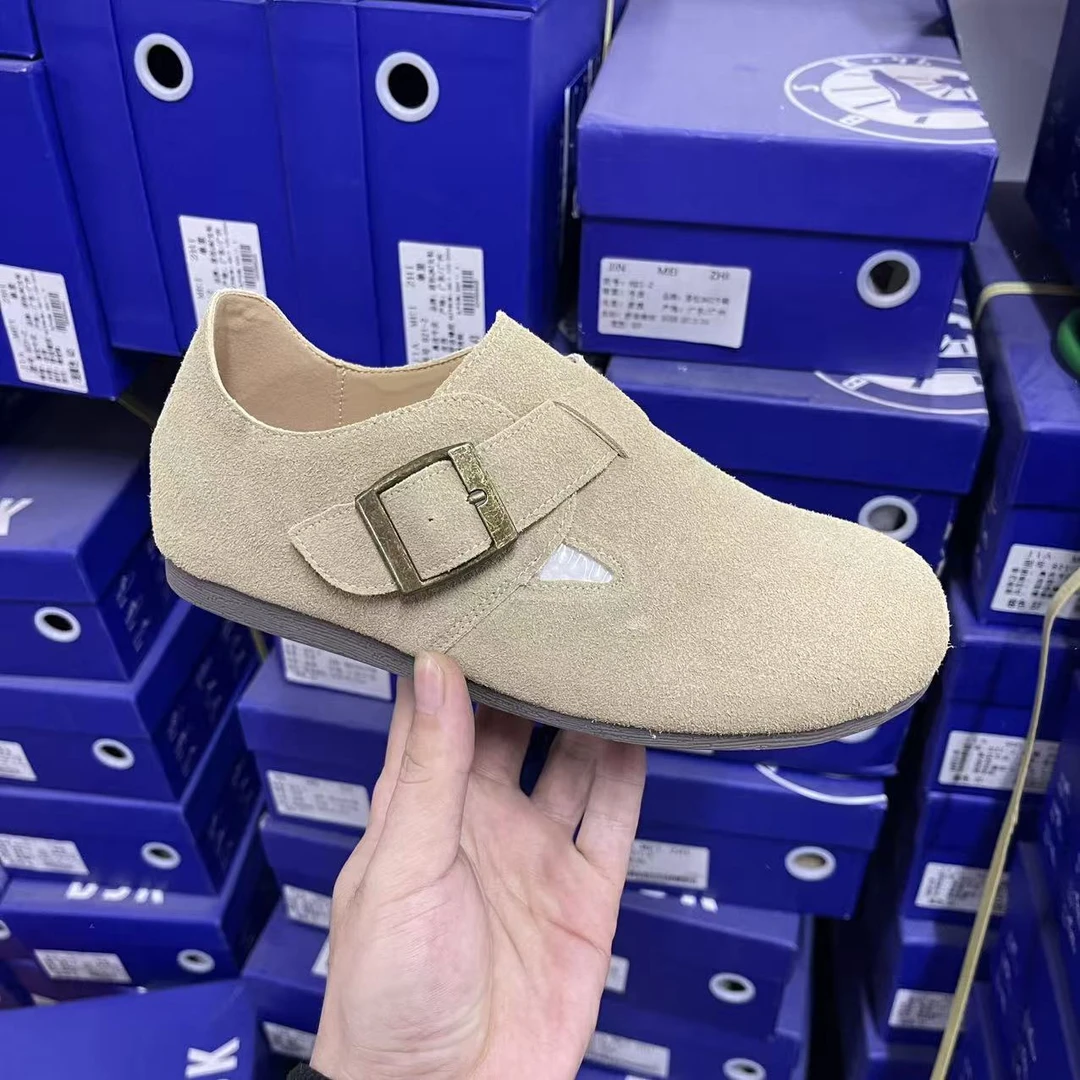 厚底全真皮勃肯鞋女2025年新款四季一脚蹬外穿丑萌博肯单鞋女