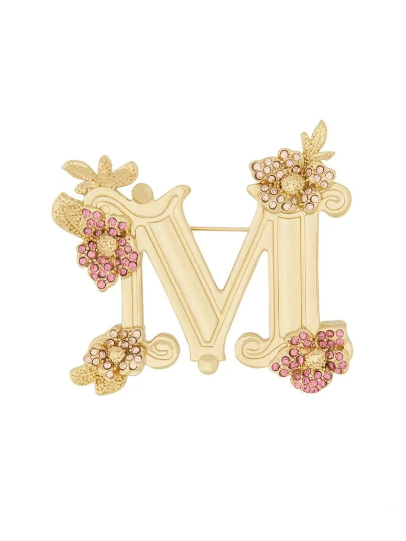 未使用 MaxMara  25新花卉钻M胸针 brooch