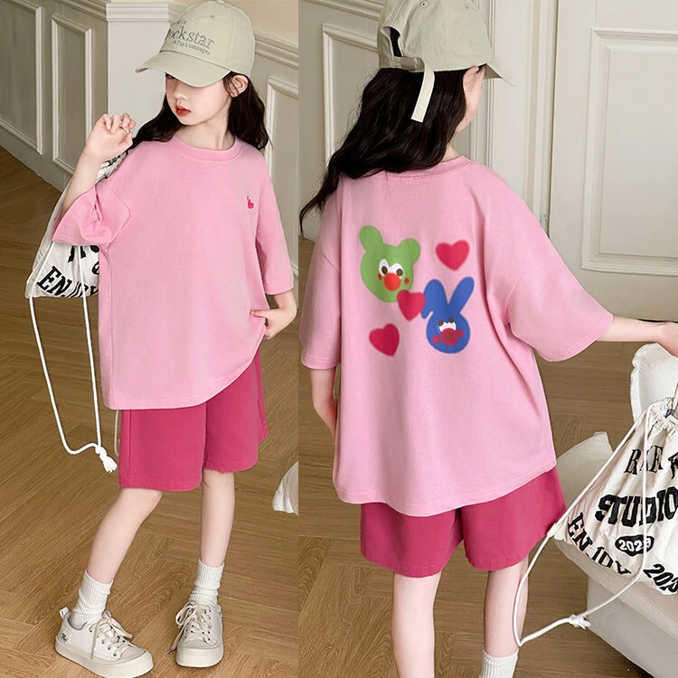女童夏装套装2025新款爆款6-12岁15岁中大童小女孩休闲运动两件套