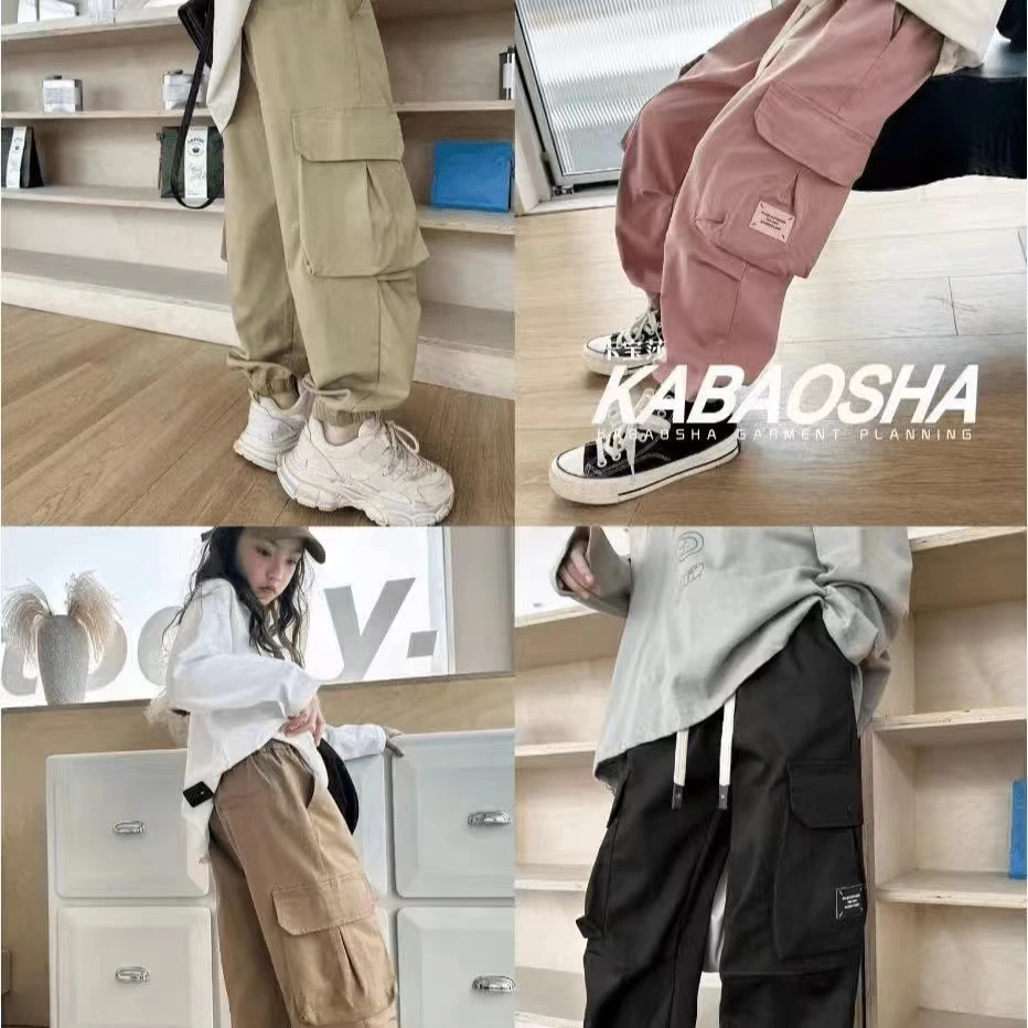 1【纯棉水洗】【断码不补】男童女童休闲儿童中大小童宽松春秋款工装