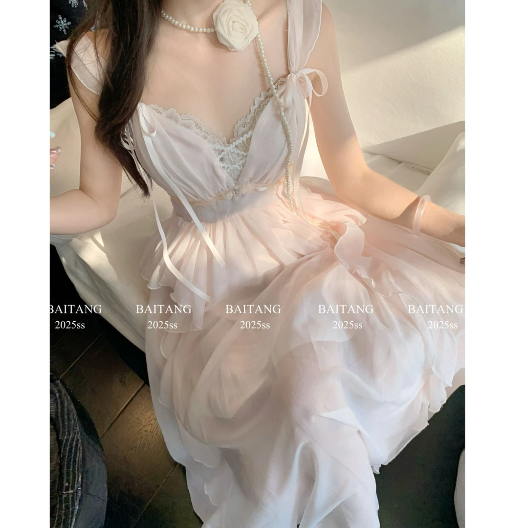 BAITANG【花间】纯欲气质连衣裙小众甜美吊带显瘦性感收腰少女裙子