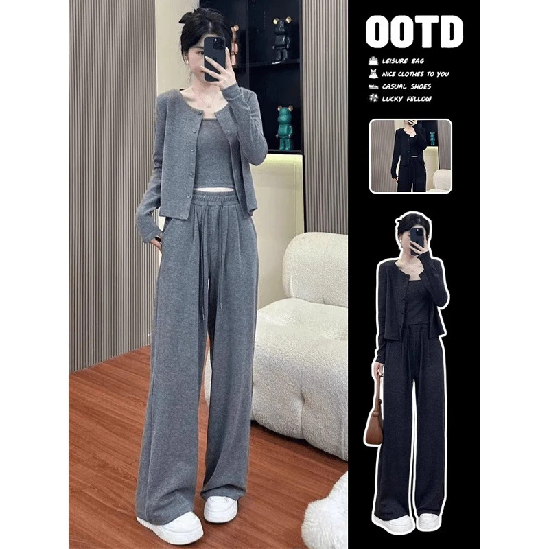 日系休闲时尚气质运动穿搭一整套装女春秋初冬新款小个子高级感三