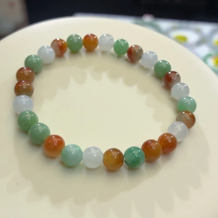 翡翠未镶嵌手链冰胶多宝卡7.