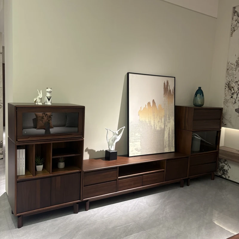 LA8139#实木电视柜胡桃木客厅储物电视机柜现代简约电视柜