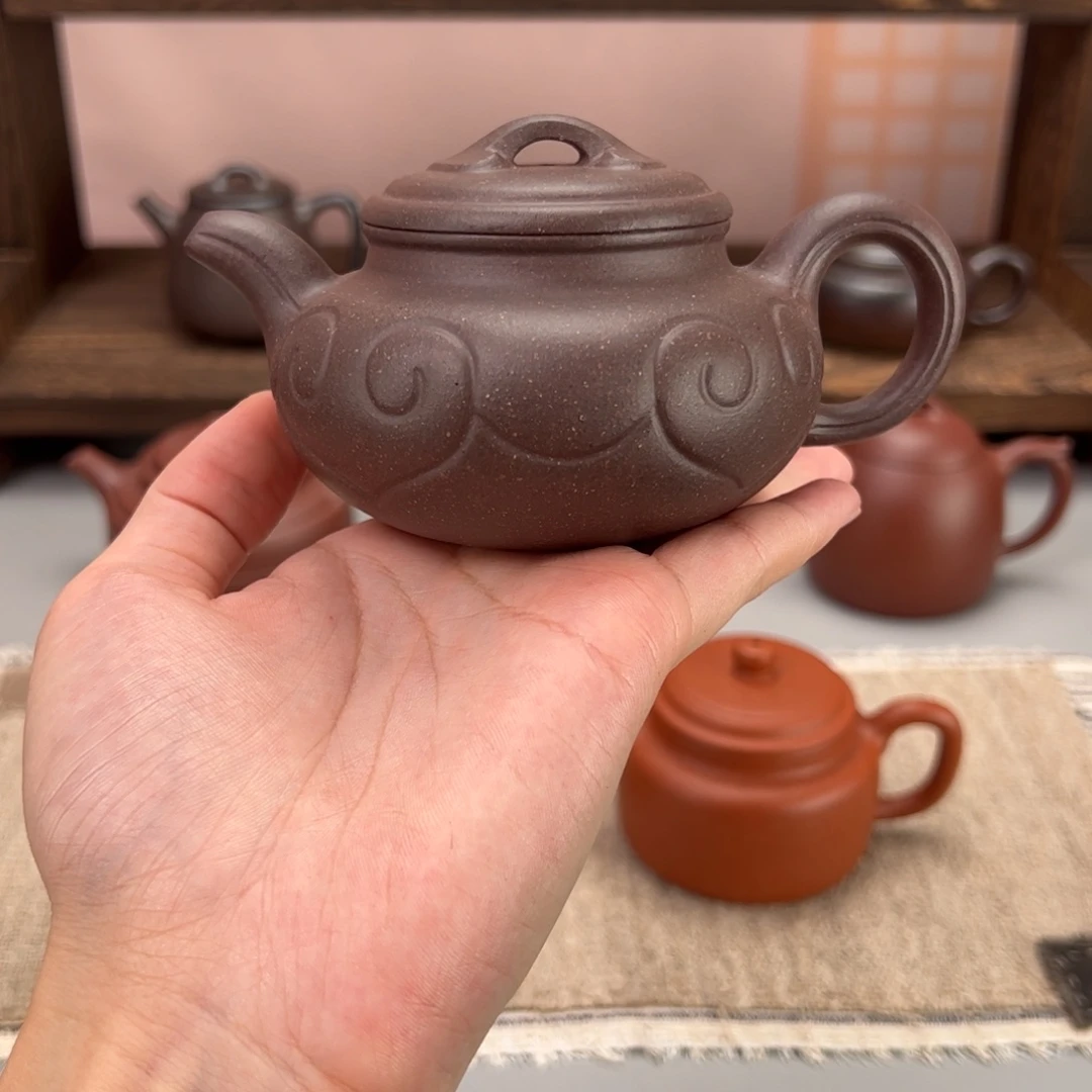 茶杯紫砂底槽清仿古如意180cc