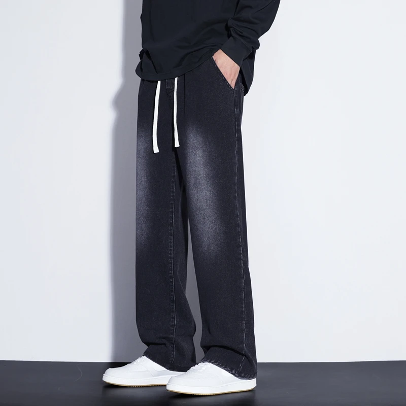 美式牛仔裤男士春秋款潮牌痞帅高级感休闲直筒宽松阔腿长裤大学生