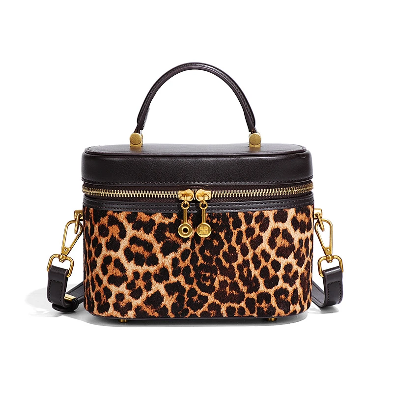 豹纹H-1936百搭斜挎款小方包卡位单根肩包单肩斜跨化妆箱单肩包
