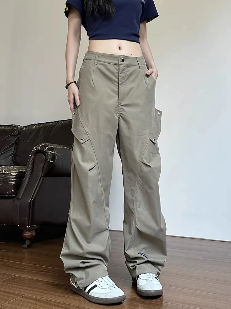 立体裁剪褶皱口袋伞兵工装裤男女同款