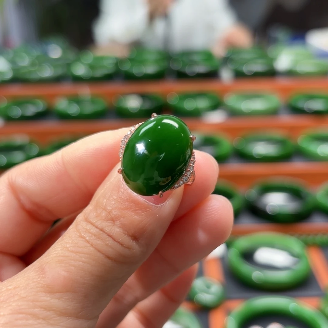 和田玉银S925镶嵌戒指