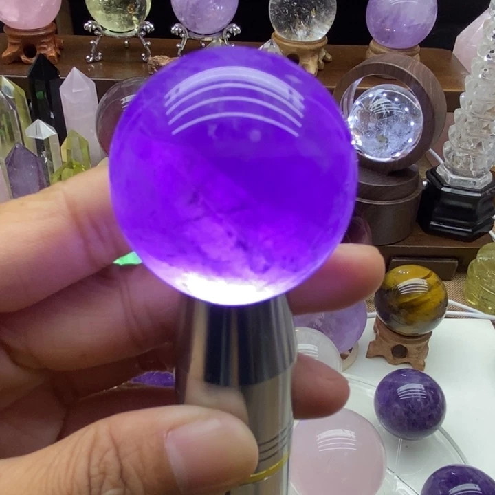 水晶摆件未镶嵌天然乌拉圭紫水晶球38m m