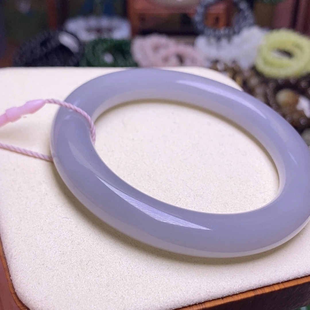 和田玉未镶嵌颈饰浓烟紫老料冰底手镯57