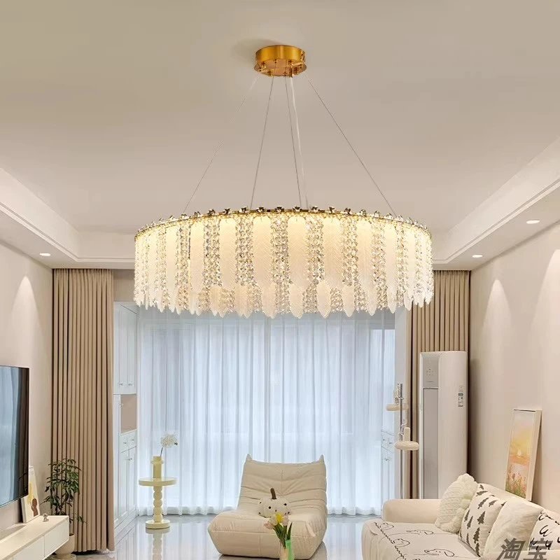 26轻奢水晶灯简约主卧灯别野餐厅灯创意水晶吸顶灯复式挑空客厅灯