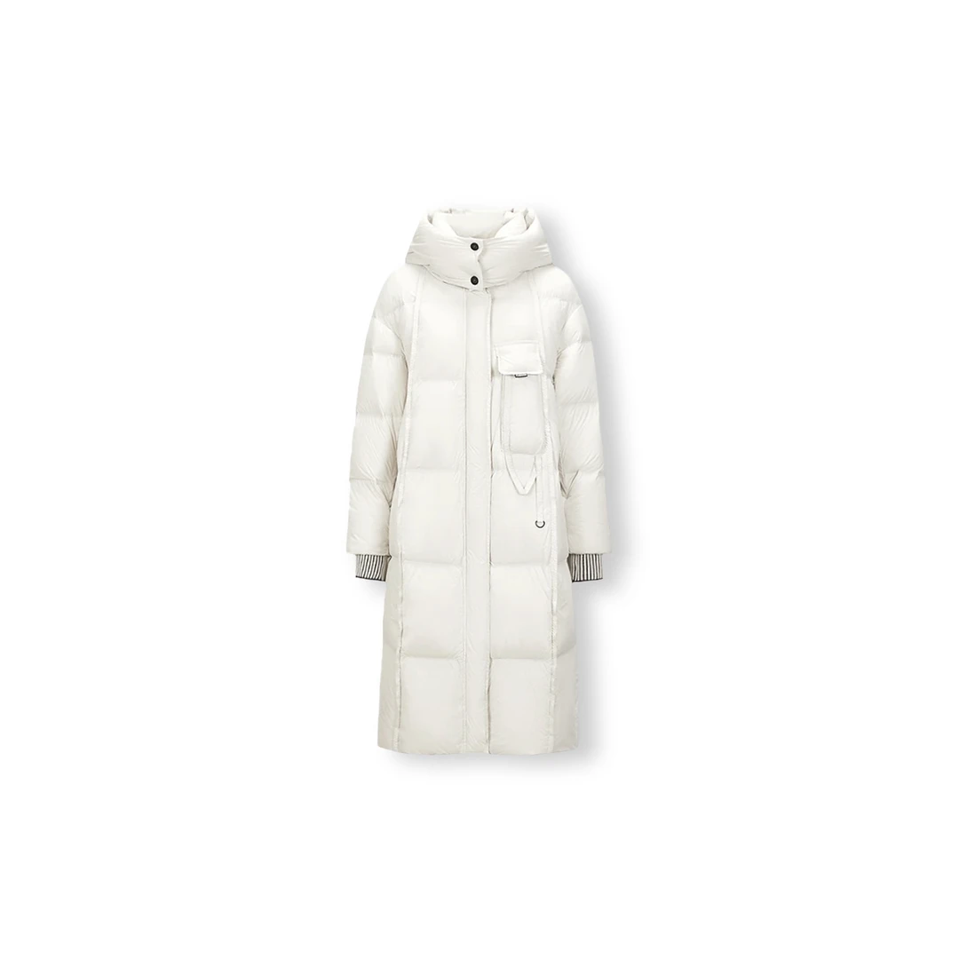 （浅灰色）时尚中长款保暖羽绒外套百搭通勤风（25KWF1139-955）