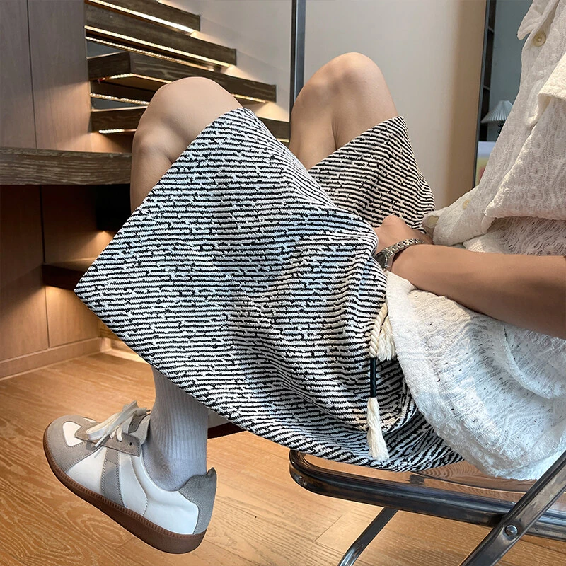 霄桂姿美式斑马纹短裤夏季新款潮流百搭宽松休闲五分裤男生沙滩裤