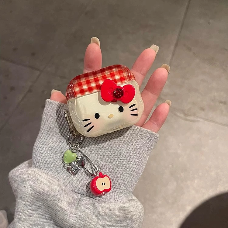红格纹hellokitty耳机保护套苹果airpodspro保护壳airpods4保护套