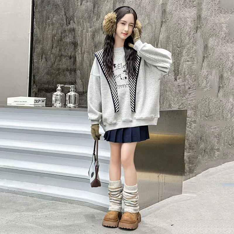 女童卫衣秋冬2025加绒款拉链卡通韩版时髦儿童秋装上衣Q63247