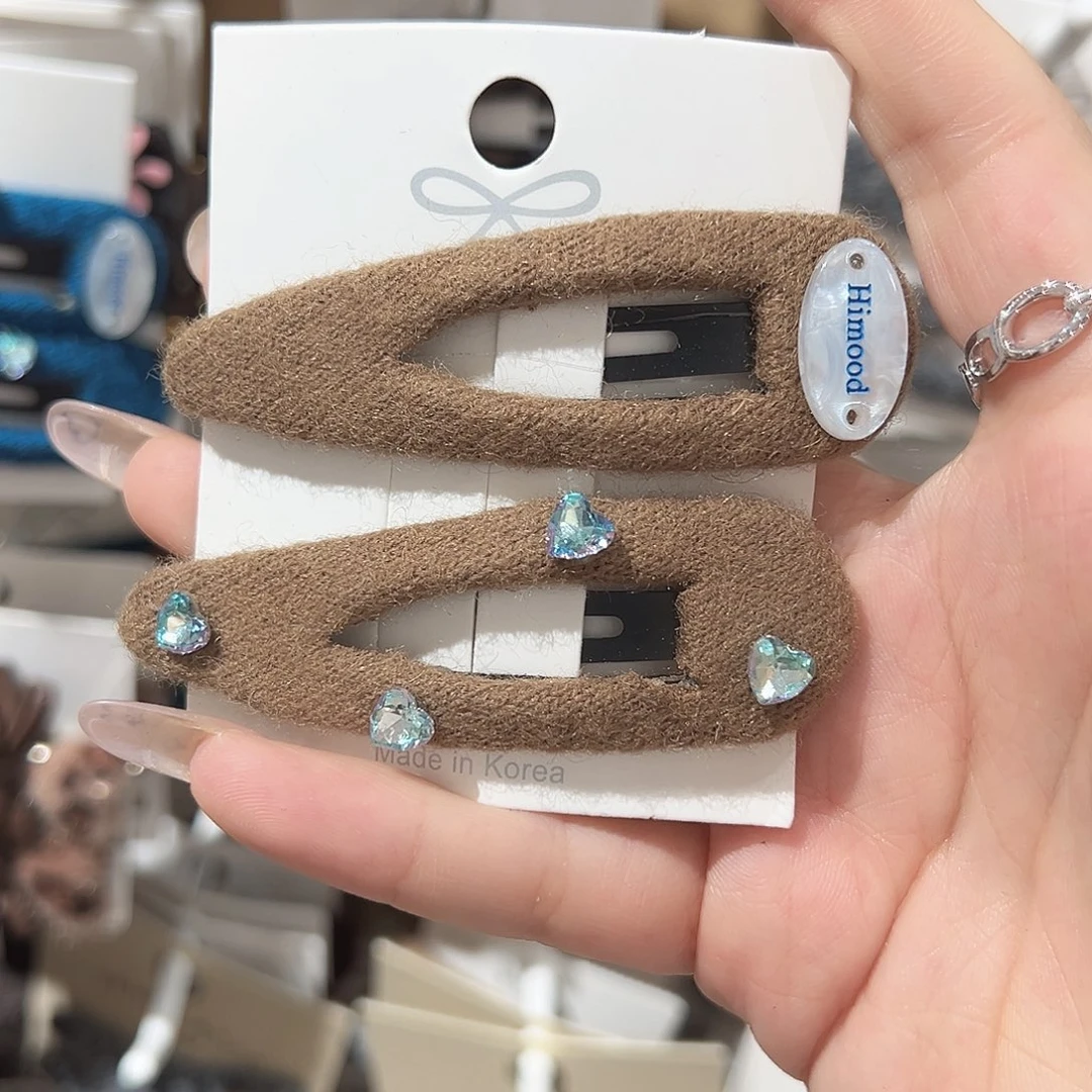 皮质铁合金爱心咖色掰掰夹