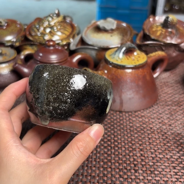 茶杯紫砂釉孔福气110