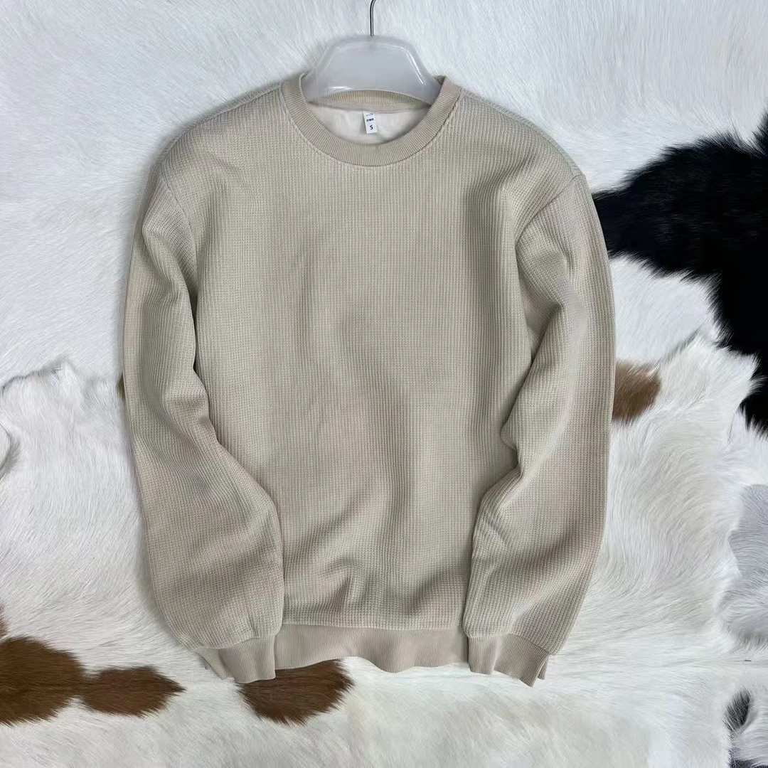 外贸日单 雪尼尔面料 实用好打底 男士秋冬加厚针织拼接卫衣 加绒