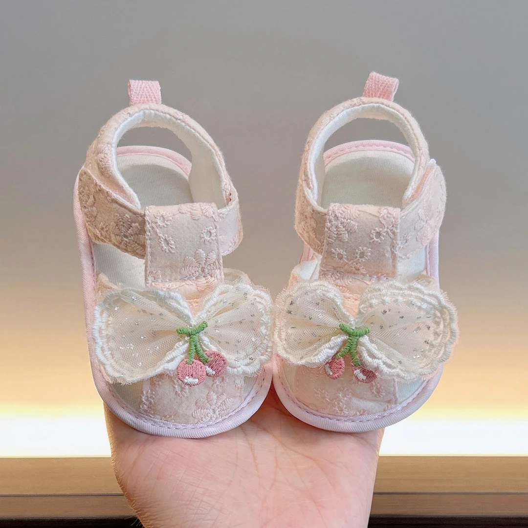 婴儿凉鞋夏季女宝宝公主棉布软底学步鞋防滑3-6-12个月布鞋不掉