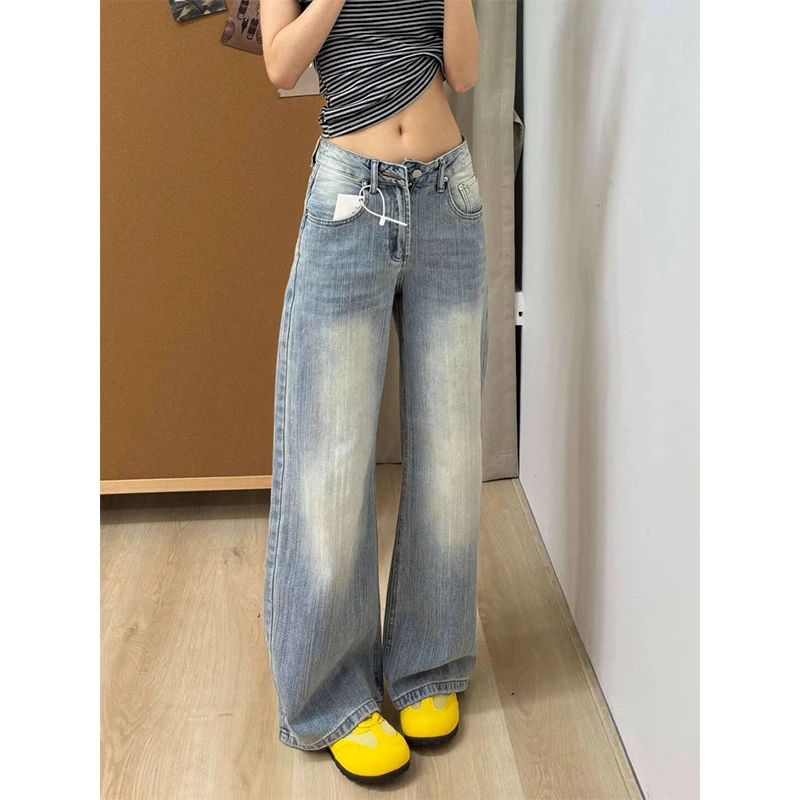 美式复古设计感显瘦百搭牛仔裤女2025秋季新款通勤休闲垂感直筒裤