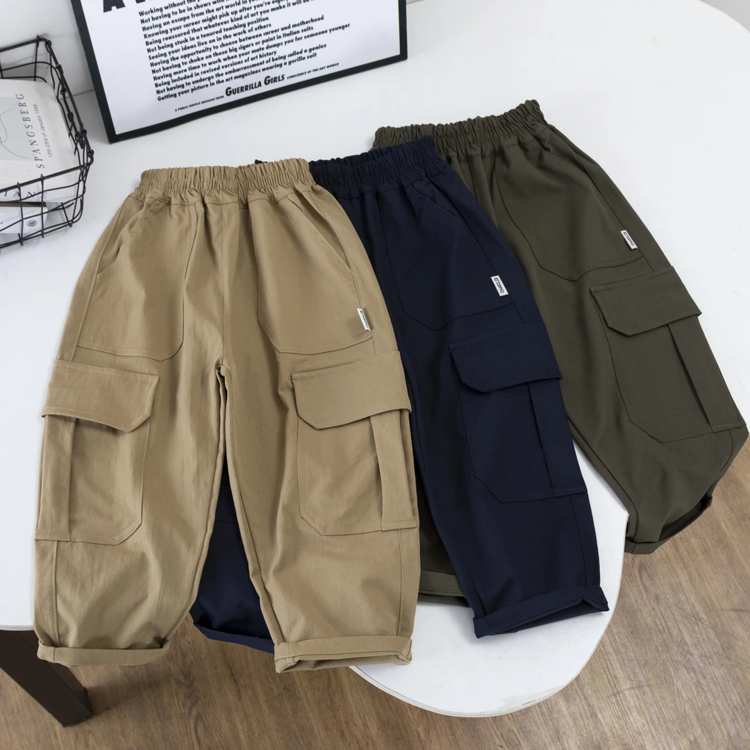 男童工装裤2025春秋裤子中大童宽松休闲裤韩版儿童洋气透气长裤潮