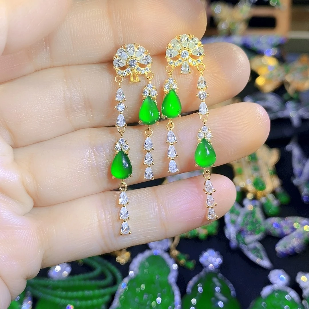 吊坠(不含链)银S925镶嵌翡翠