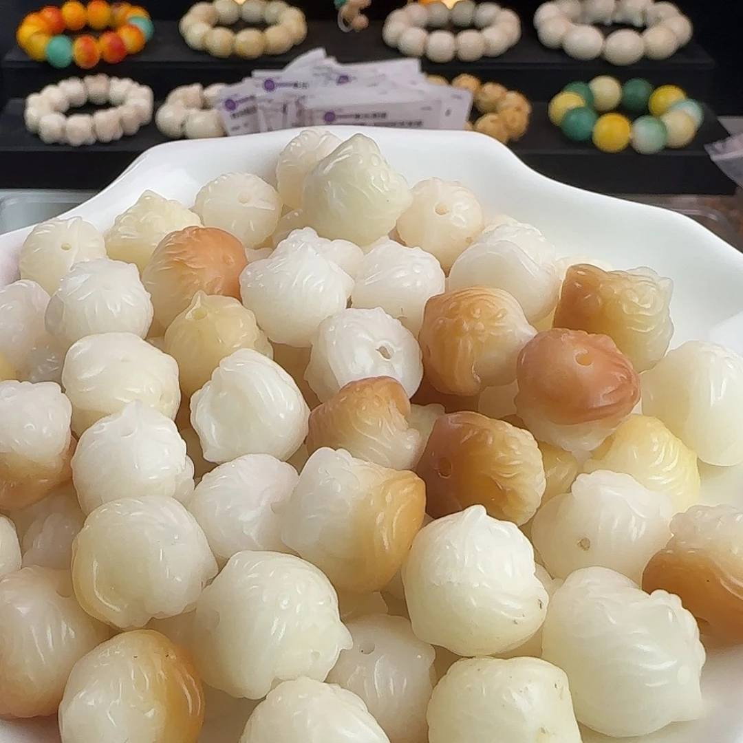 手串菩提根/象牙果瑕疵卡15-16醒狮100颗不挑瑕