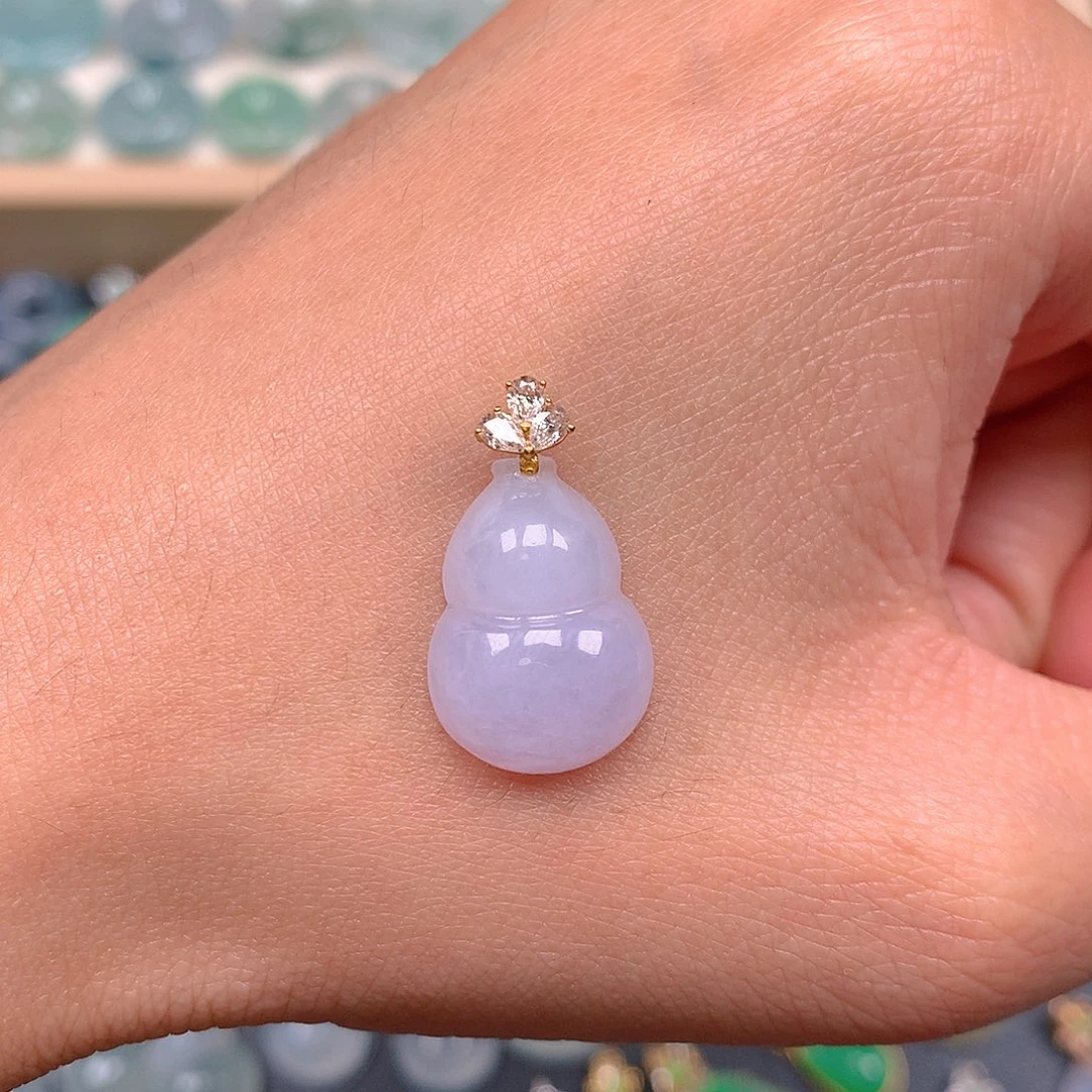 吊坠(不含链)18K金镶嵌翡翠