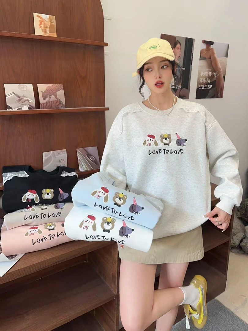 女款蕾丝花边卫衣长袖