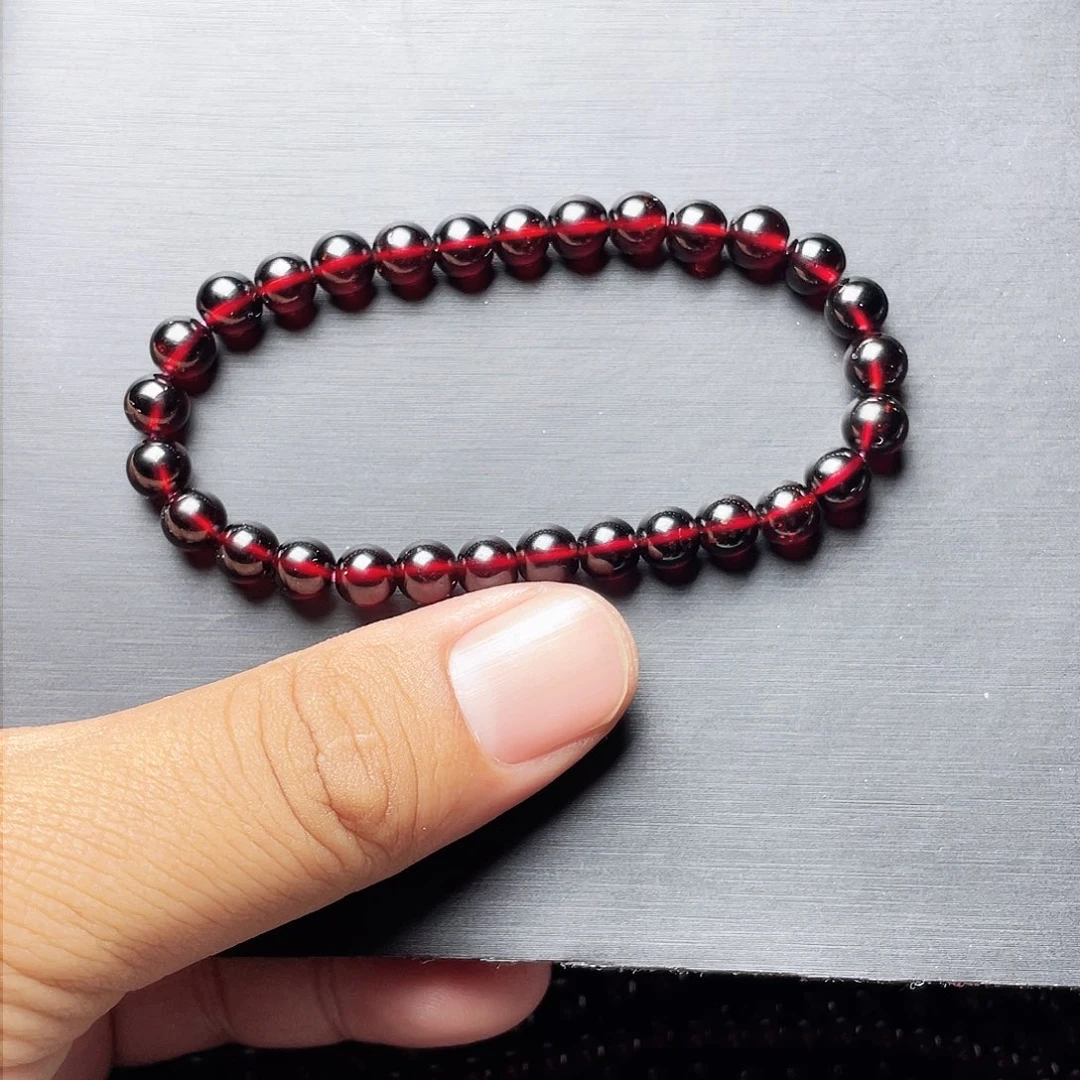 石榴石手链未镶嵌6.0MM毕业级酒红单圈天花板