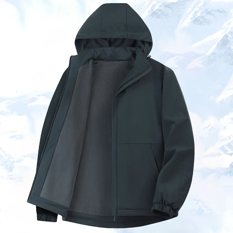 外套男士年新款秋冬季加绒加厚抗寒保暖运动休闲棉衣连帽夹克男款