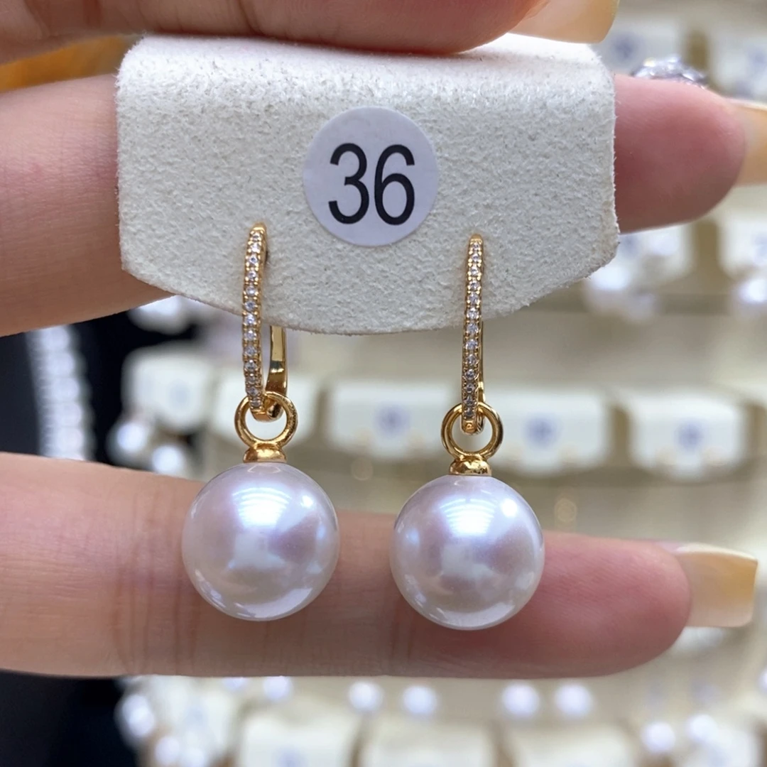 银S925镶嵌耳饰淡水珍珠