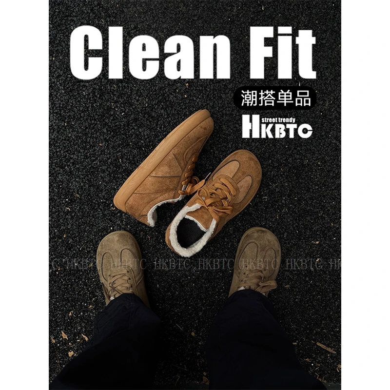 HKBTC 吐司毛毛2025冬季新款加绒慵懒老钱风二棉鞋 男士保暖板鞋