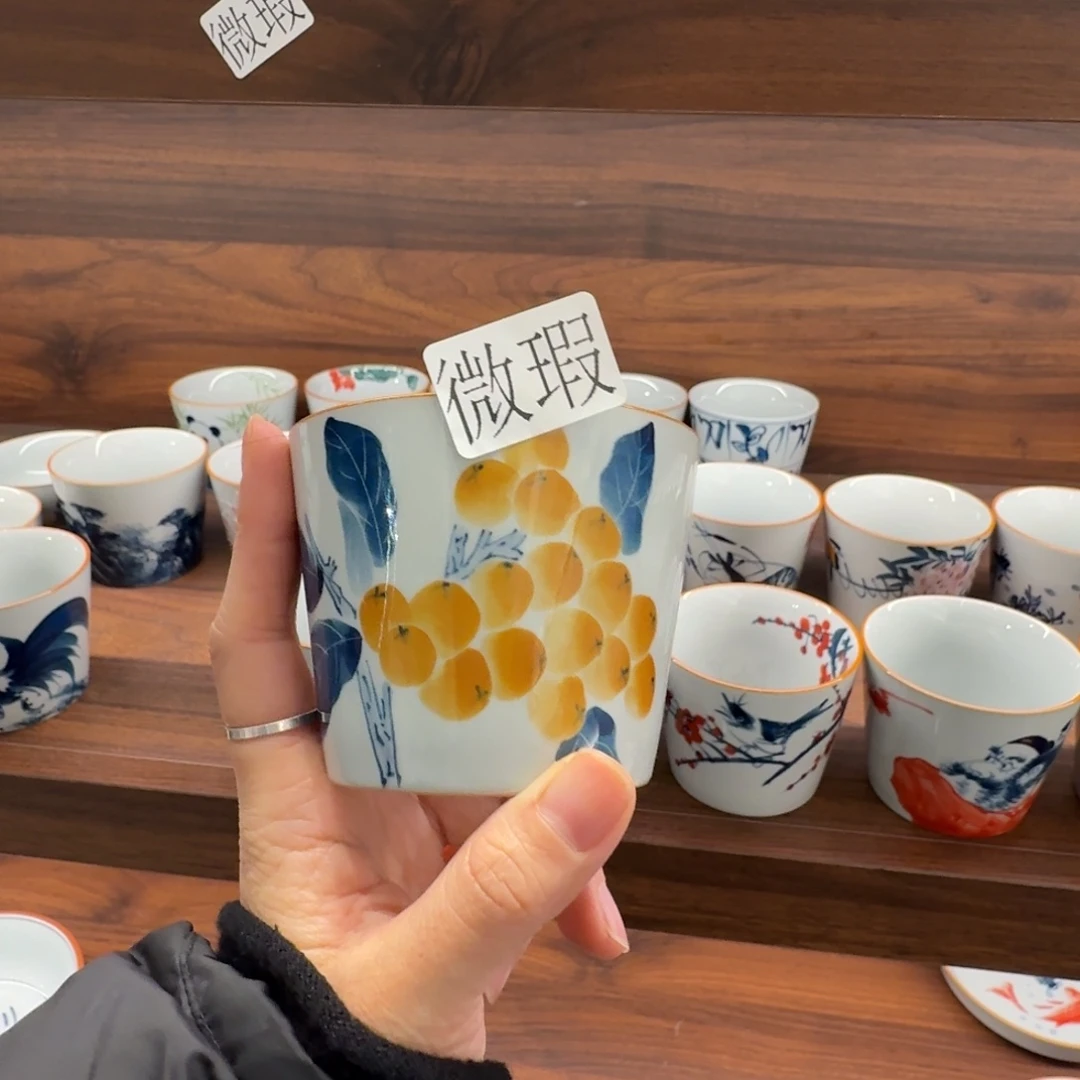 釉下手绘茶具微瑕