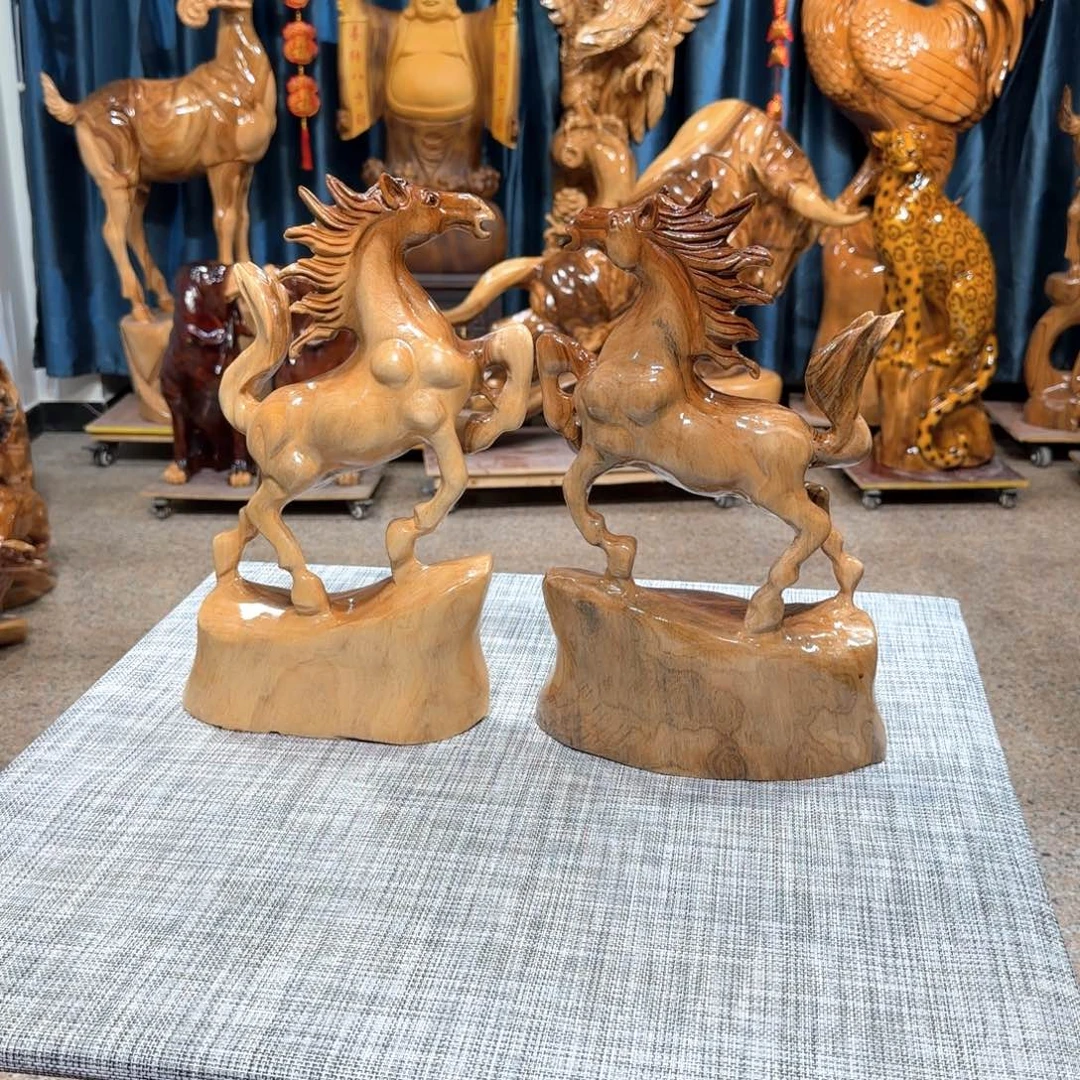 香樟木香樟木实木摆件马一对