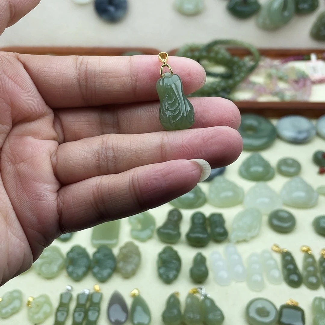 和田玉银S925镶嵌吊坠(不含链)