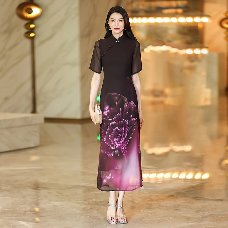 新中式国风连衣裙女夏季2025新款时尚减龄裙子高级感气质显瘦长裙
