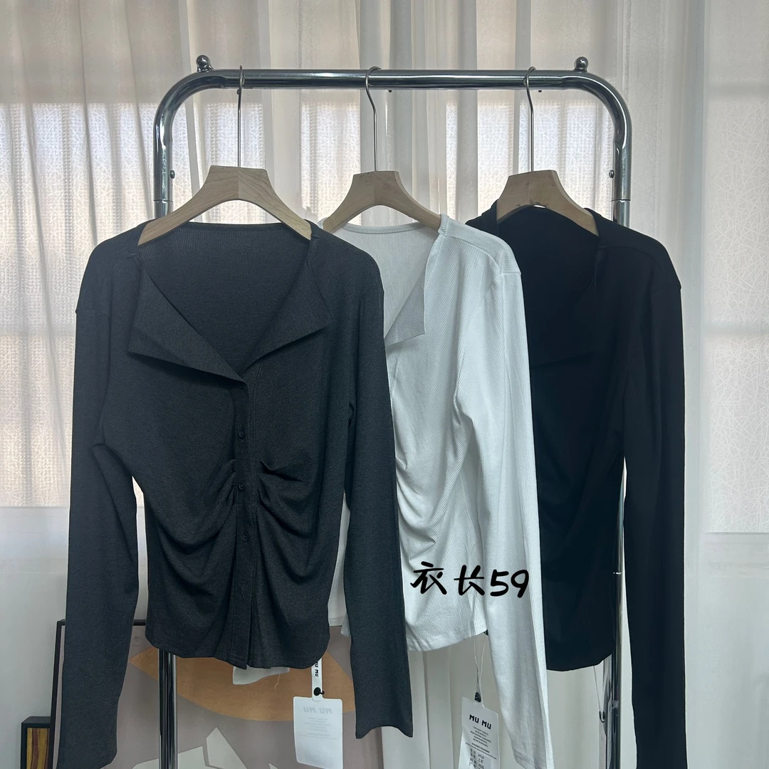 【志玲家】优选6938款翻领褶皱长袖打底