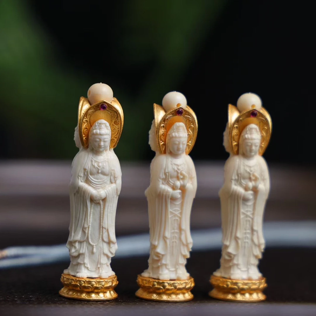 H16-52天然猛犸牙 三面观音 约11*43mm一物一图假一罚十