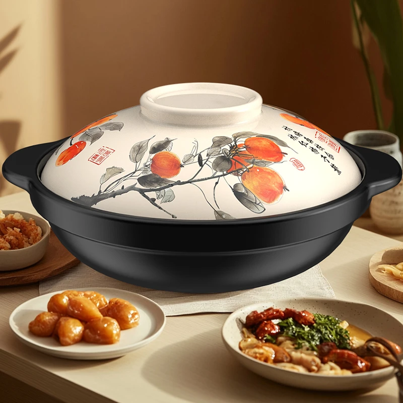 柚米一粒加高陶瓷砂锅干烧煲仔锅耐高温石锅炖锅汤煲焖煲家用明火