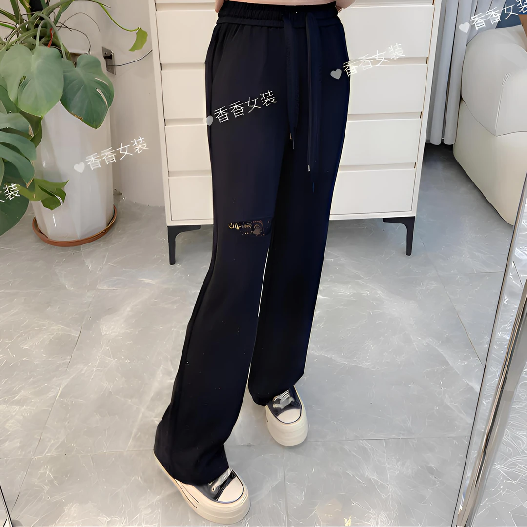 【碎片重组】显瘦阔腿裤J589 蕾丝拼接破洞休闲裤夏季新款小个子